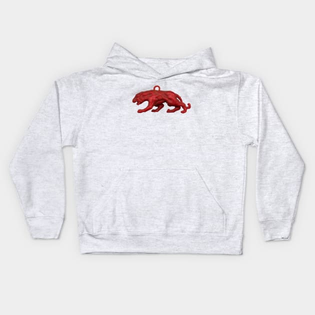 Red panther on blue grass Kids Hoodie by VrijFormaat